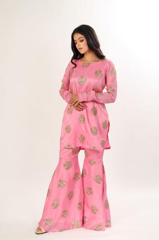 Bani - Pink Brocade Kurta and Palazzo set