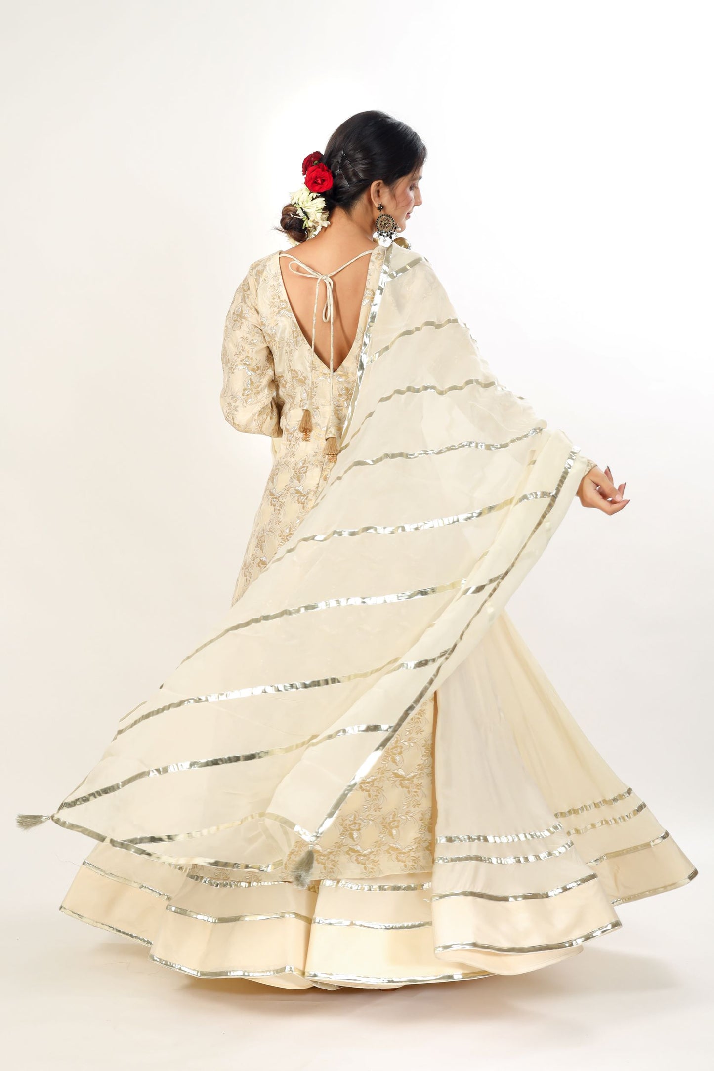 GATHA - Ivory Gold Kurta with Skirt and Gotapatti Dupatta