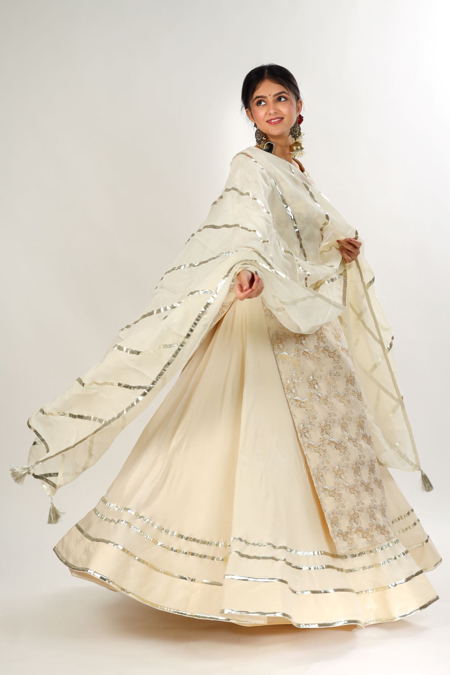 GATHA - Ivory Gold Kurta with Skirt and Gotapatti Dupatta