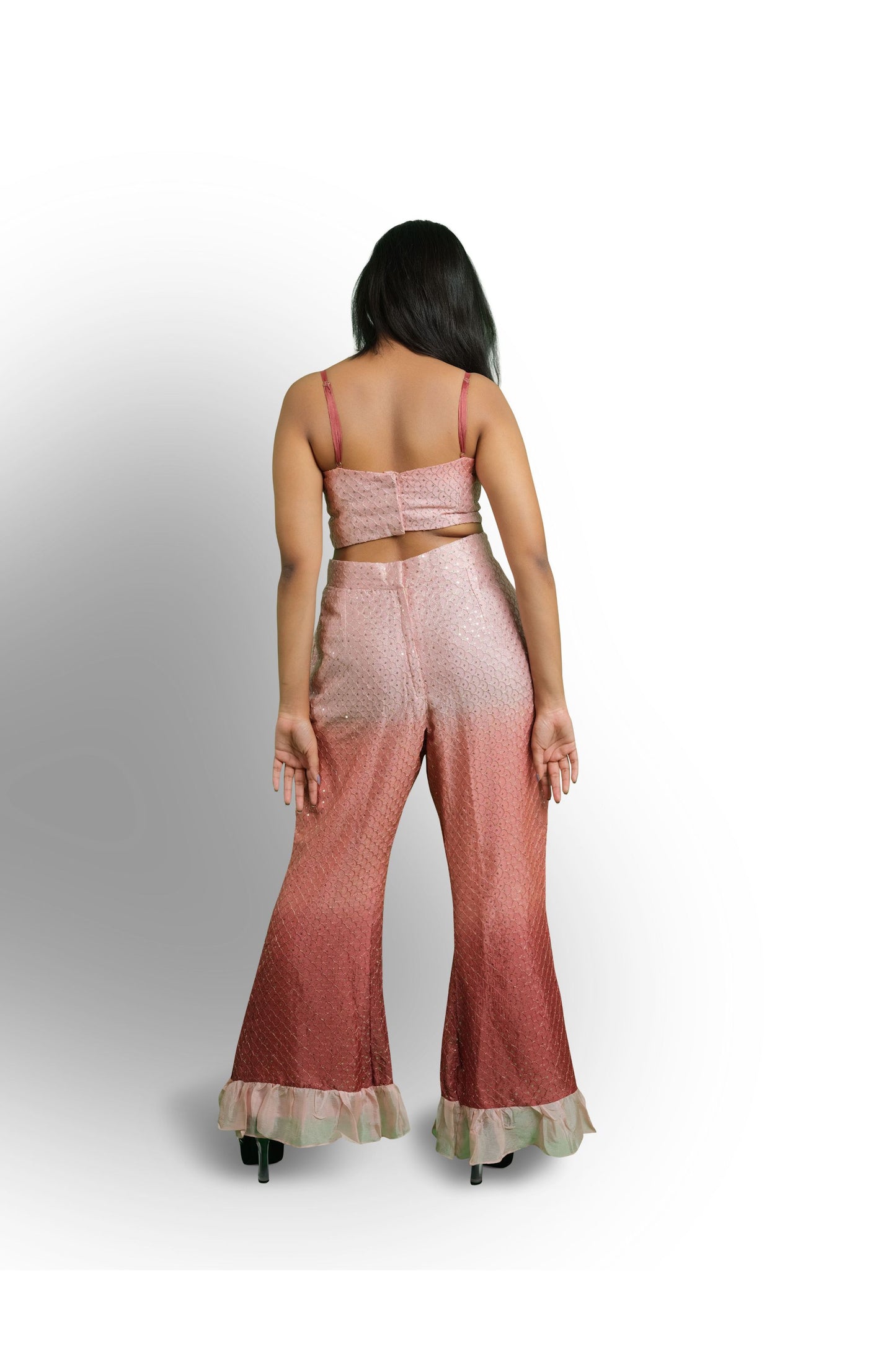 SAAVNI - A bustier top with frilled high waist pants