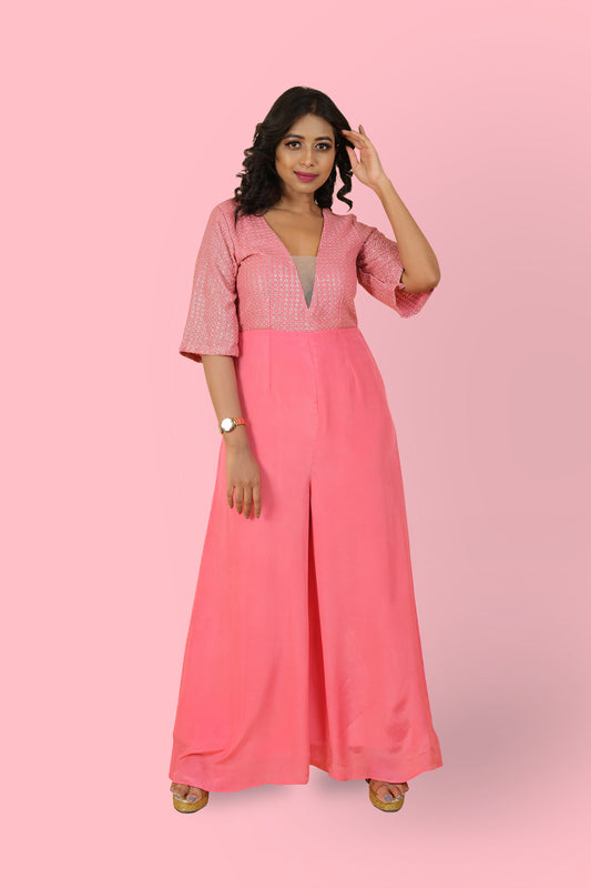 ITI -Zari and resham work Jumpsuit with half sleeves