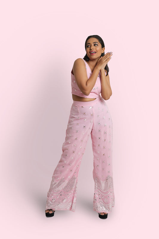 DAHLIA - A co-ord set with high waist pants and v neck blouse